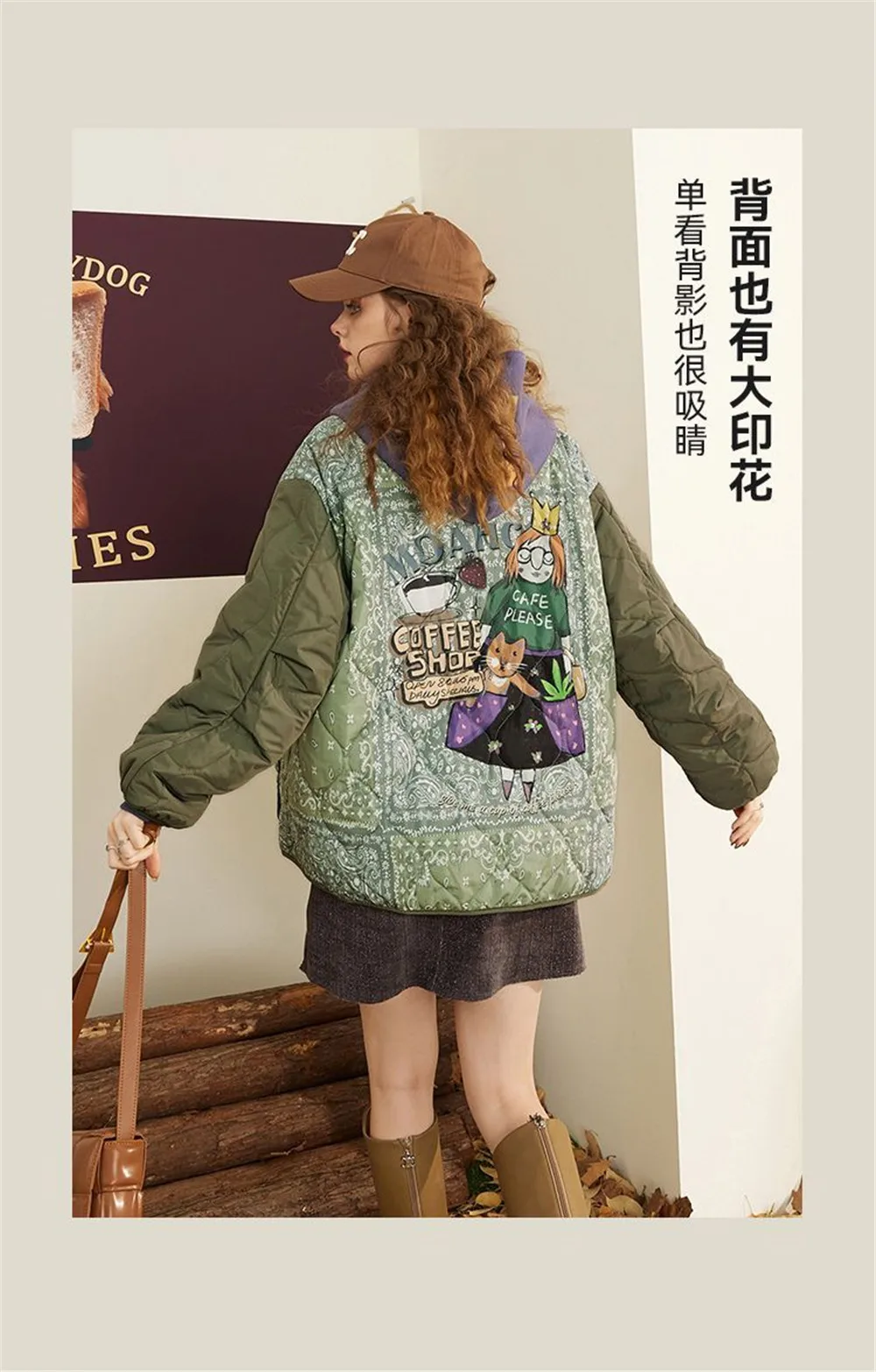 TrendRomantic Fantasy Printed Baseball - Women'S Winter New Loose Clip Light Cotton-Padded 