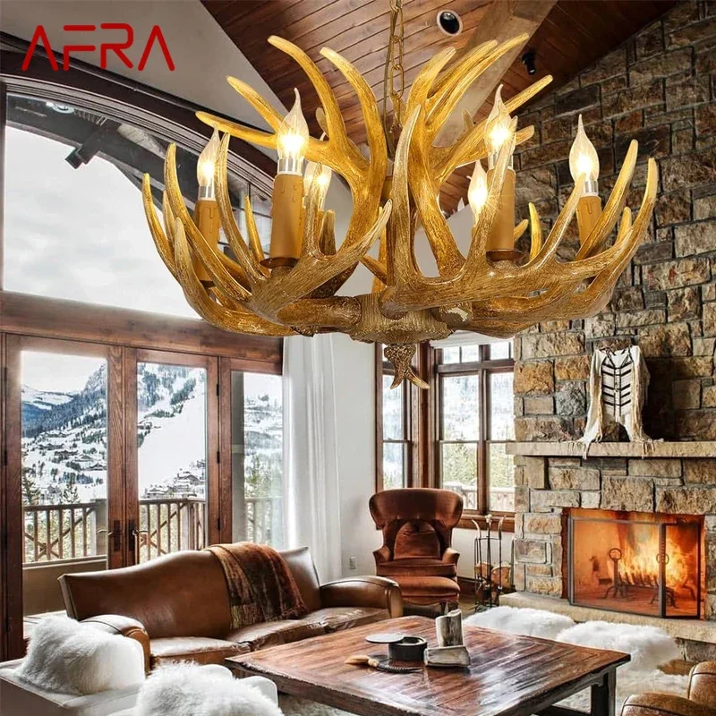 

AFRA Nordic Antler Pendent Lamp American Retro Living Room Dining Room Villa Coffee Shop Clothing Store Decoration Chandelier
