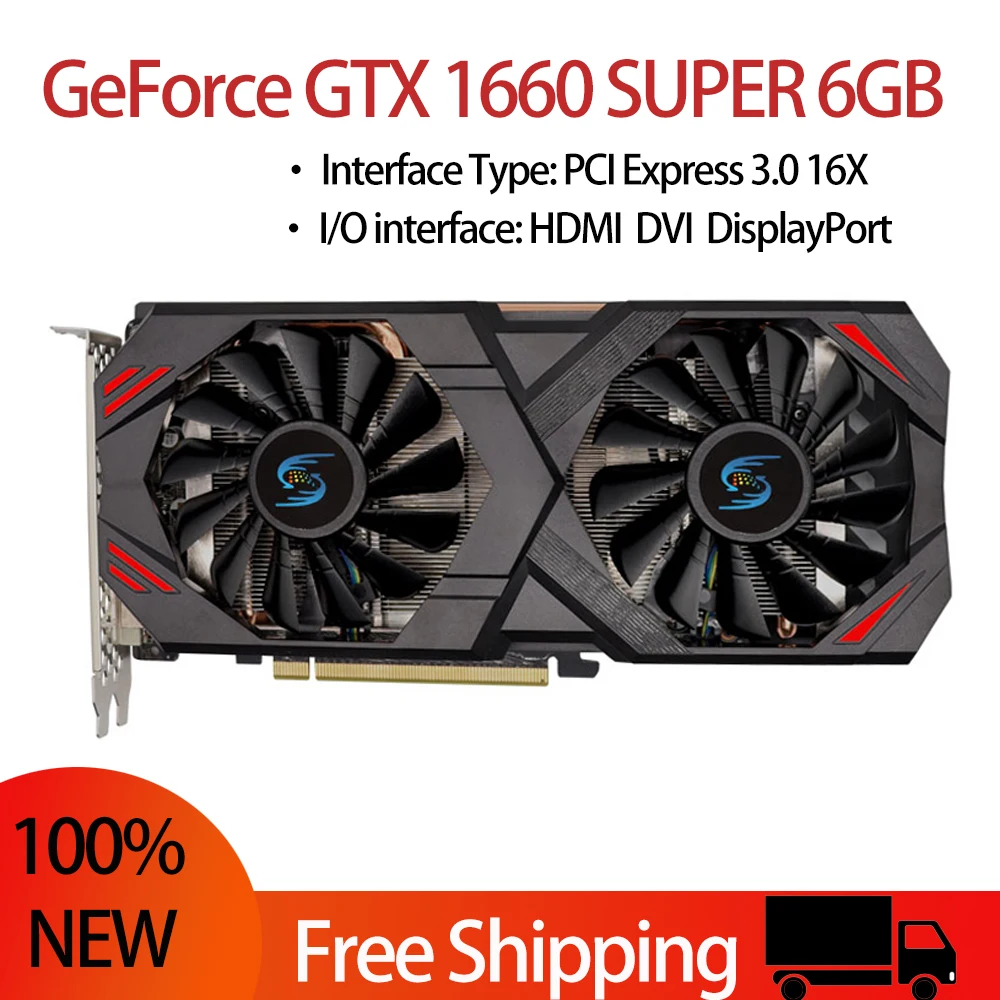 100% Nuovo Gtx 1660 Super 6Gb Gddr6 Scheda Video A 192 Bit Pci Express 3.0X16 8Pin Gaming Gpu Gtx 1660 Super 6Gb Scheda Grafica Desktop