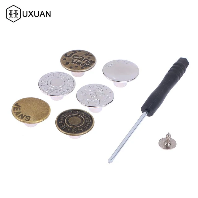 10Pcs Jeans Buttons Replacement 17mm No Sewing Metal Button Repair Kit  Nailless Removable Jean Buttons Sewing Accessories