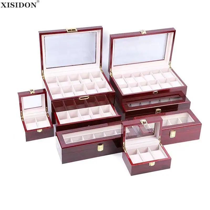 

Luxury Wooden Watch Box 1/2/3/5/6/10/12 Grids Watch Organizers 6 Slots Wood Holder Boxes for Men Women Watches Jewelry Display