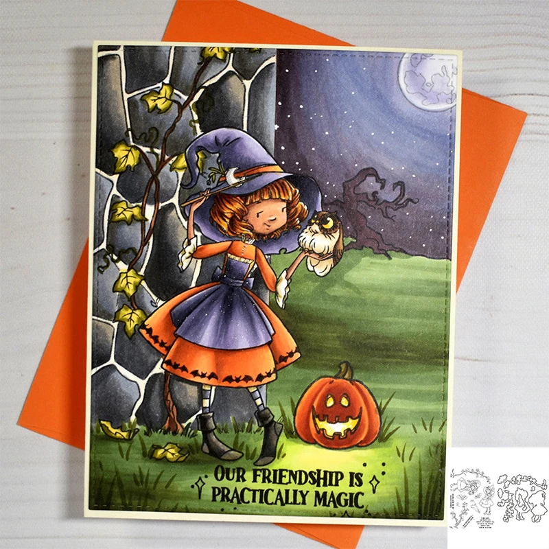 

Halloween Girl Cat Clear Stamps Metal Cutting Dies New Arrivals 2023 Diy Scrapbooking Crafts Die Cut Paper Template Decoration