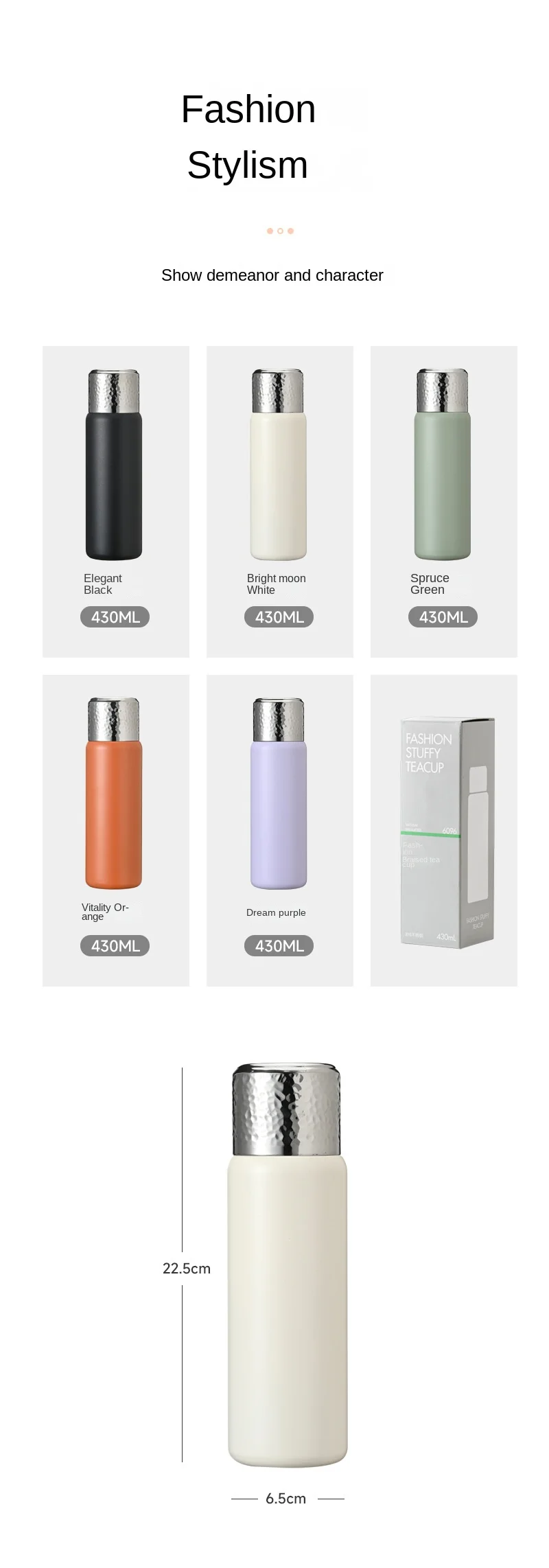 Vakuumisolierte Thermoskanne aus Edelstahl mit Tee-Ei, Thermoflasche mit Teetassendeckel, heißes und kaltes Getränk, für die Reisearbeiten – Detail 13