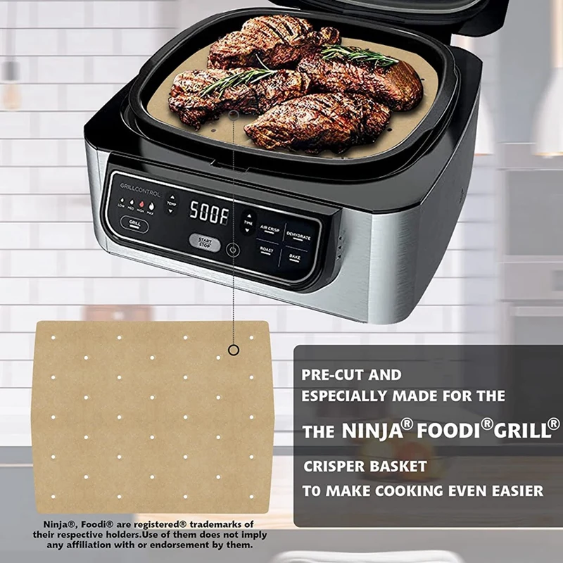 50pcs Air Fryer Paper Disposable Liner for Ninja Foodi Airfryer