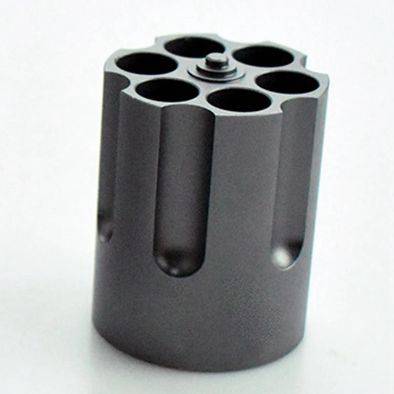Revolver Pen Holder 6 Slot Cylinder Design Heavy Duty Non-Slip Aluminum Alloy Office Creative Ornament
