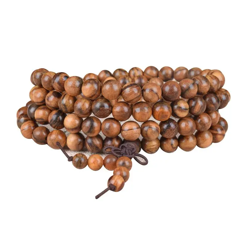 6/8mm Natural Sandalwood Buddhist Buddha Meditation Wood Prayer Bead Mala Bracelet Bangles Women Men Jewelry 108 Beads Bijoux