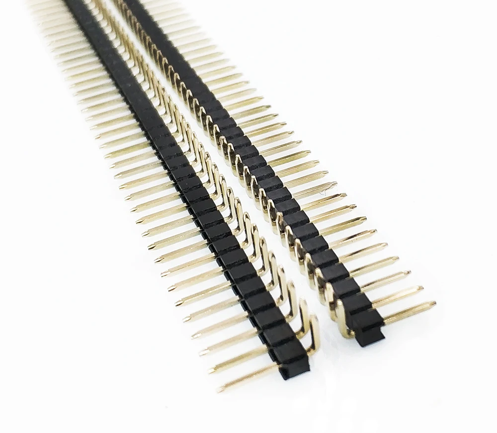 20pcs 2.54mm 1x40P Right Angle Extended Extra Long Pin 90d R1 R2 Optional Gold Single Row Breakable PCB Male Header Connector pcb connector pin header