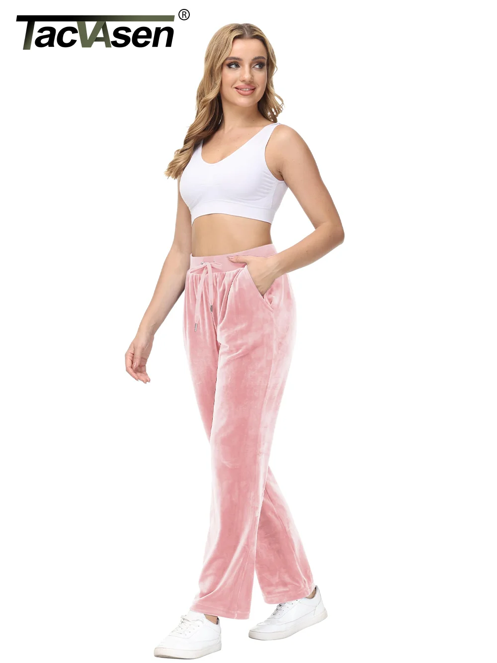 TACVASEN 여성용 겨울 플리스 바지, 조거 스웨트 팬츠, 탄성 허리 파자마, 긴 바지, 러닝 트랙, 체육관 바지, 스포츠 하의