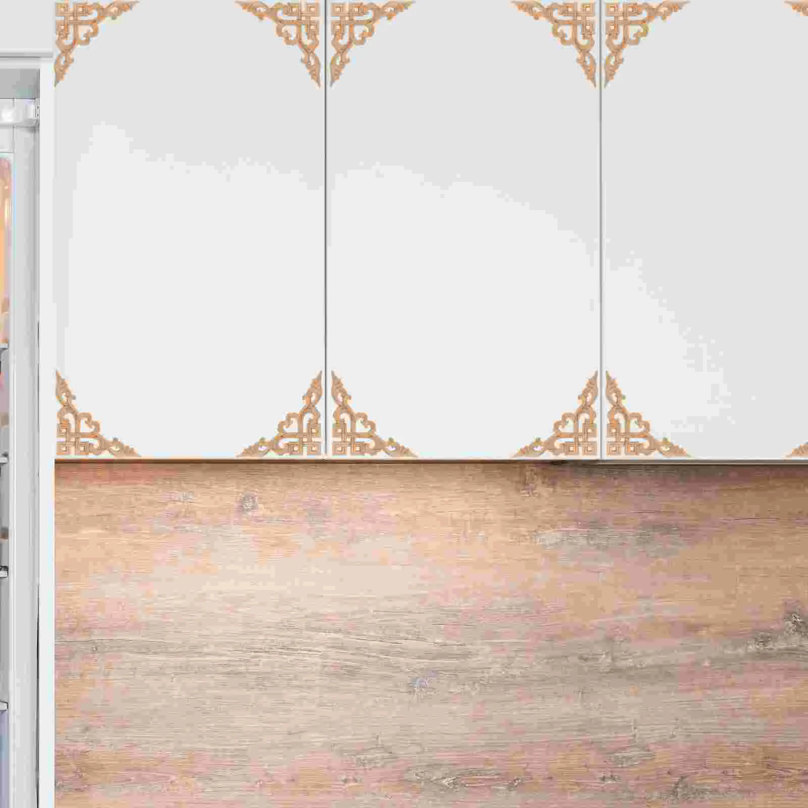 

4 Pcs Wood Corner Applique Furniture Onlays Home Decor Appliques Embellishments Carved