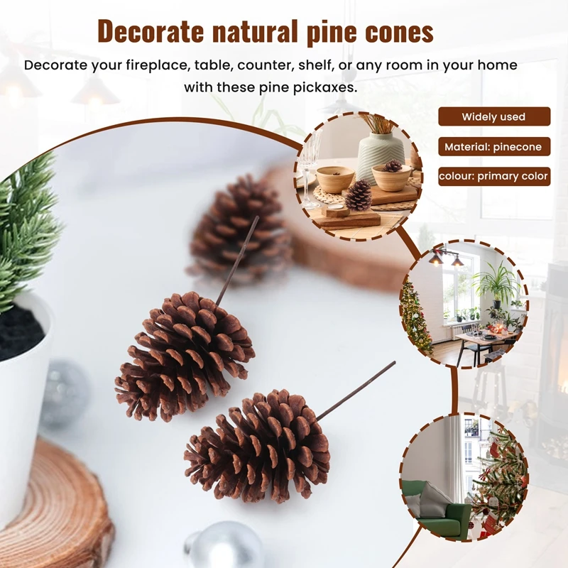12Pcs Christmas Pinecone Sprays Medium Pinecones Picks With Wired Stems 8.3 Inch Tall For Xmas A