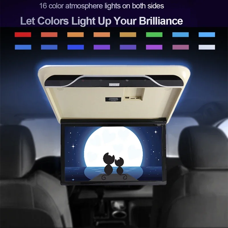 19 Inch 8K Multimedia Video Player Car Monitor Android 10.0 3 + 32GB 1080P Ceiling TV Roof Mount Display FM/WIFI/HDMI/Mirror Link car display monitor display