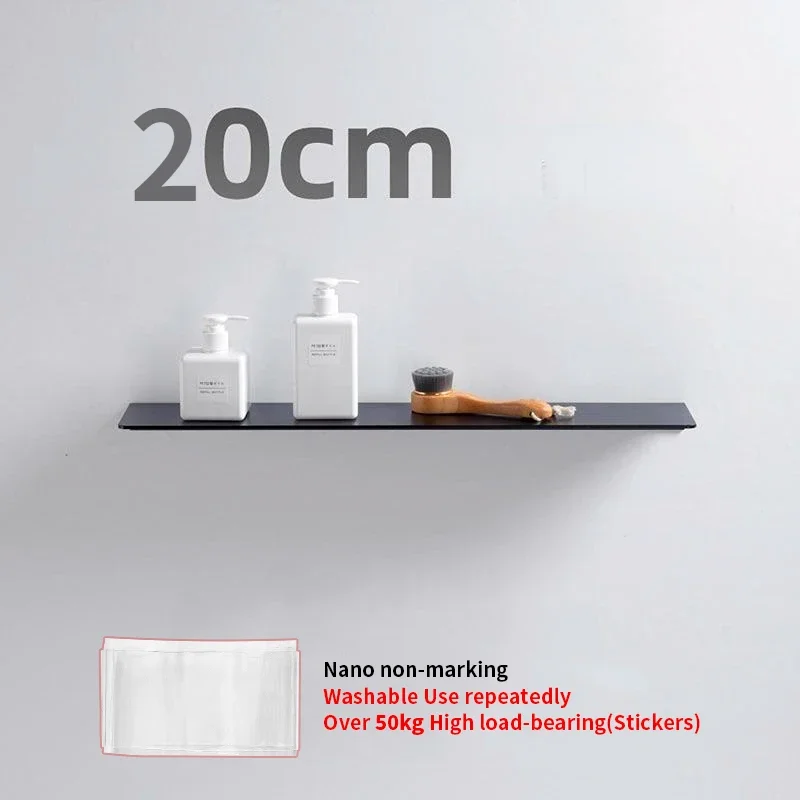 Small Shelf Without Drilling Shampoo Holder Bathroom Wall Floating White Shelves Stick Bath Organizer for Kitchen Accessories