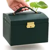 1pcs Multi Functional Three Layer Leather Drawer Style Jewelry Box Earrings Earrings Lock Jewelry Box 5