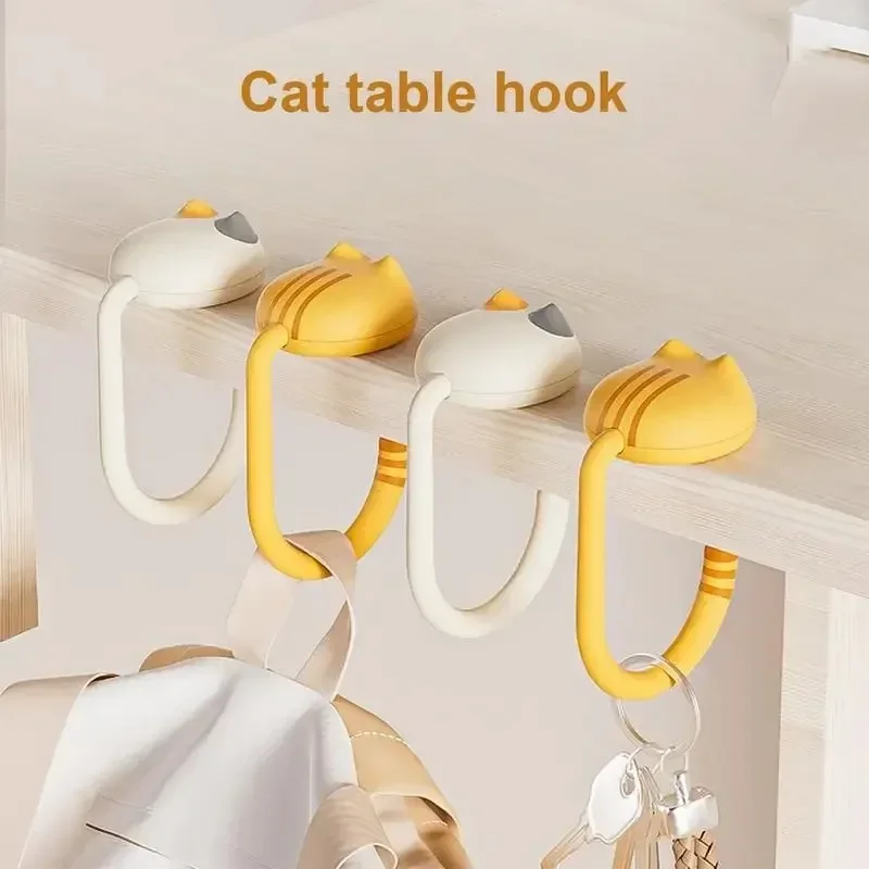 Cute Cat Tail Purse Hook Portable Multifunctional Table Bag Hooks