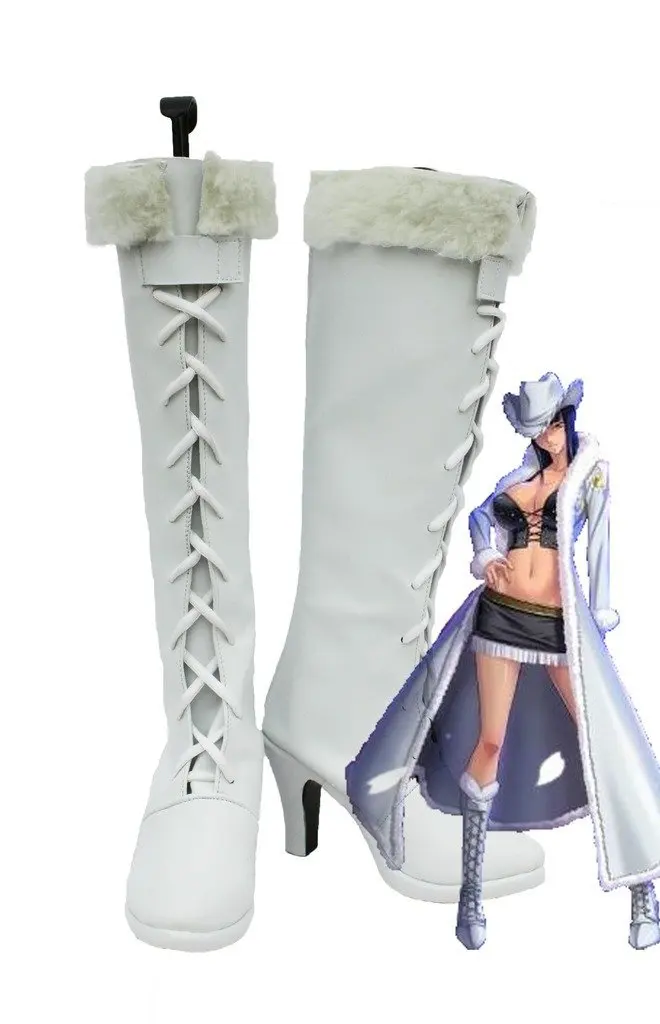 

One Piece Anime Nico Robin Cosplay Shoes Boots White Custom Made