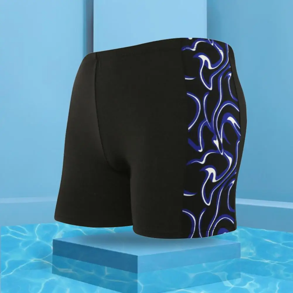 Men Trunks Print Contrast Color Swimming Trunks Quick-drying Slim Fit Swimming Shorts For Surfing