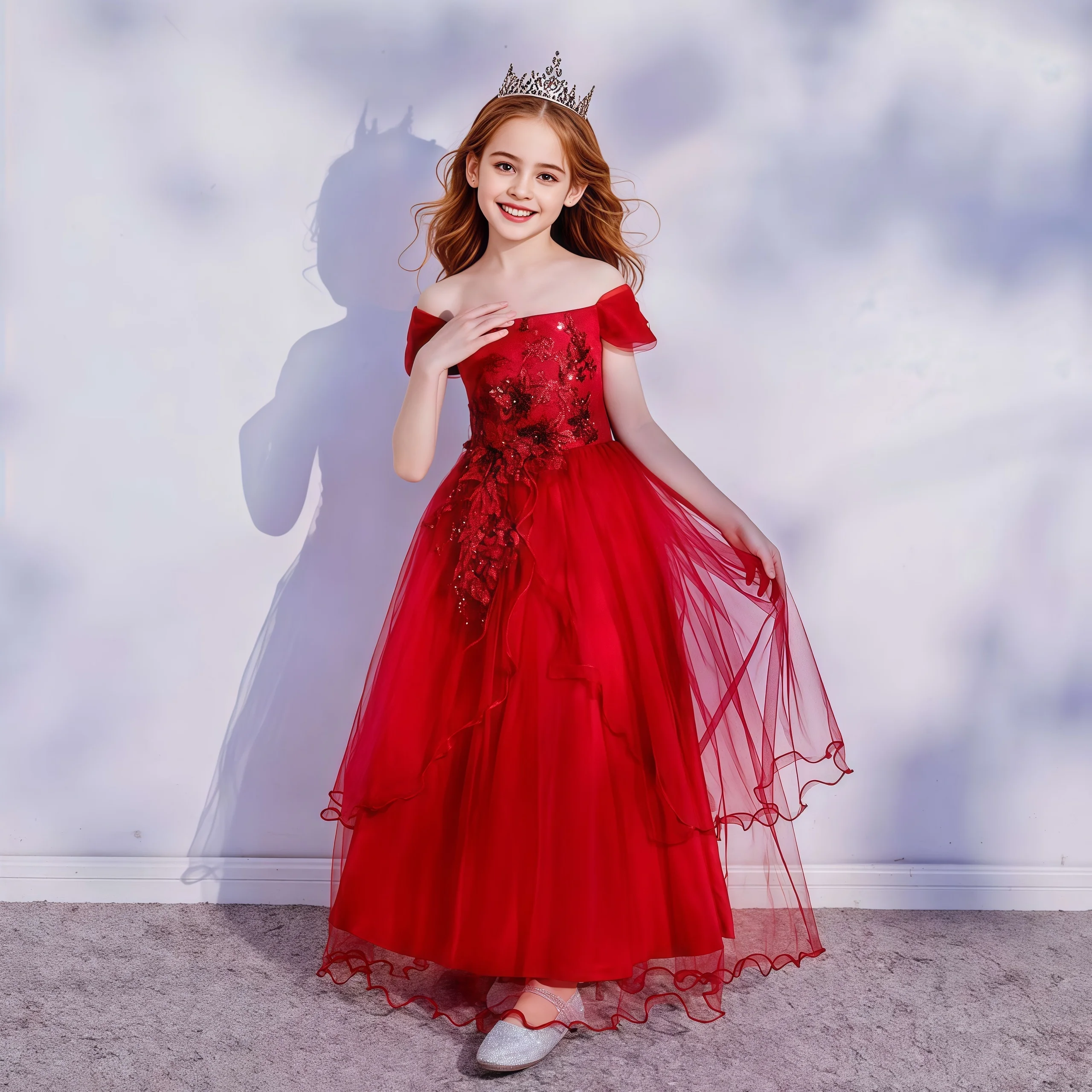 Elegant Flower Bridemaids Girls Party Dress Christmas