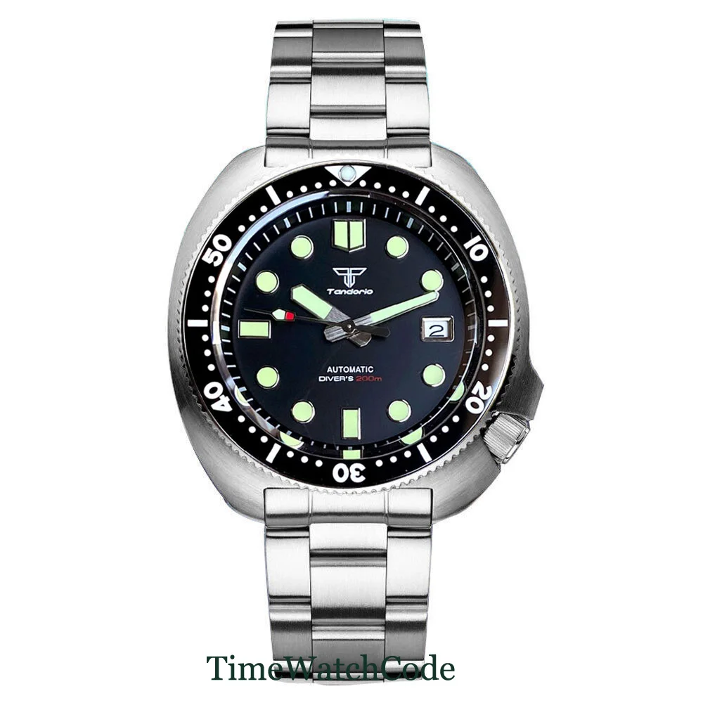 

Tandorio Automatic Diver Watch for Men 44mm NH35A Movement White or Black Dial Sapphire Crystal 200M Water Resistance Auto Date