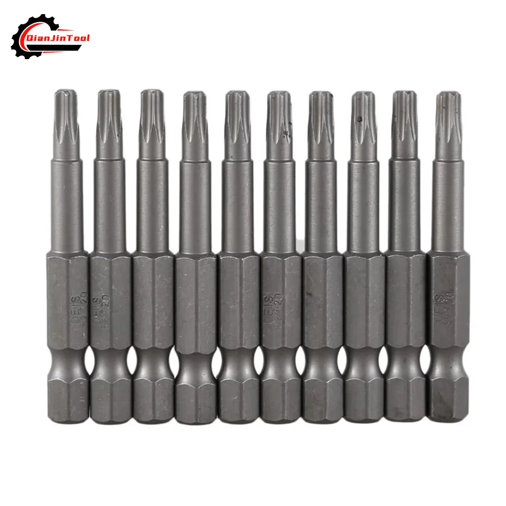 

10Pcs T20 Torx Screwdriver Bit 1/4'' Shank 50mm Drill Bit Set Removing Hexagon Screw Driver Magnetic Tip Hand Wrench Tool