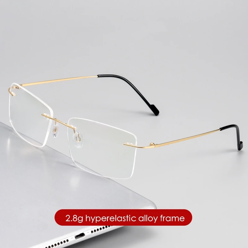 

Business Frameless Frame Only 2.8g Glasses Men Hyperelastic Alloy Eyeglass Frames Square Ultra-Light Prescription Mirror очки