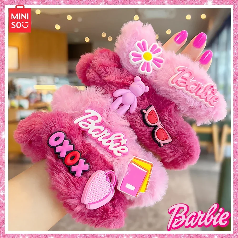 

Miniso 2024 Барби, 4 шт., цвет: розовый, милый маленький медведь, кольцо для волос, Корейская Милая Пряная Y2K девушки, утолщенная резинка для волос, головной убор