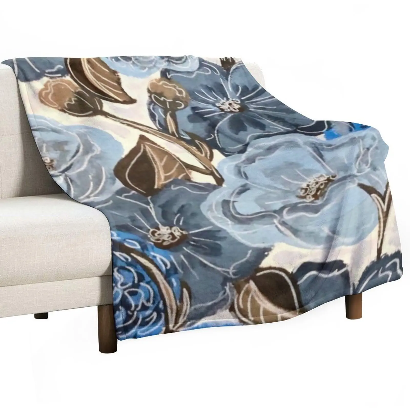 

Blue Floral Throw Blanket Single Blanket Decorative Bed Blankets Blanket For Sofa blankets and throws