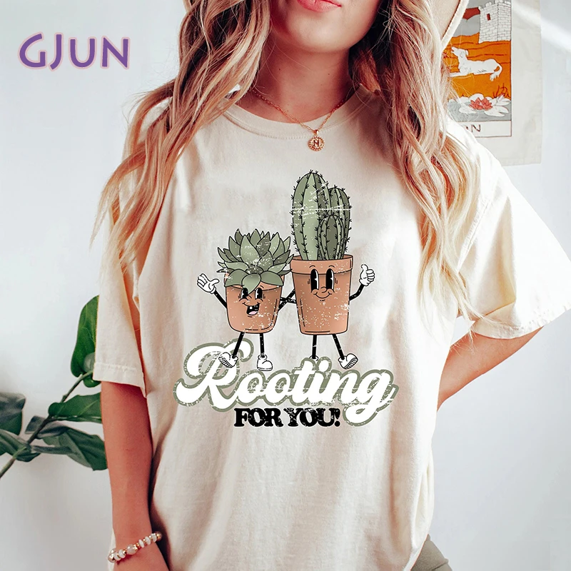 

Rooting You Plant Gift Plant T-Shirt Summer Graphic T Shirts Short Sleeve Cotton Tee Shirt Women's Clothing