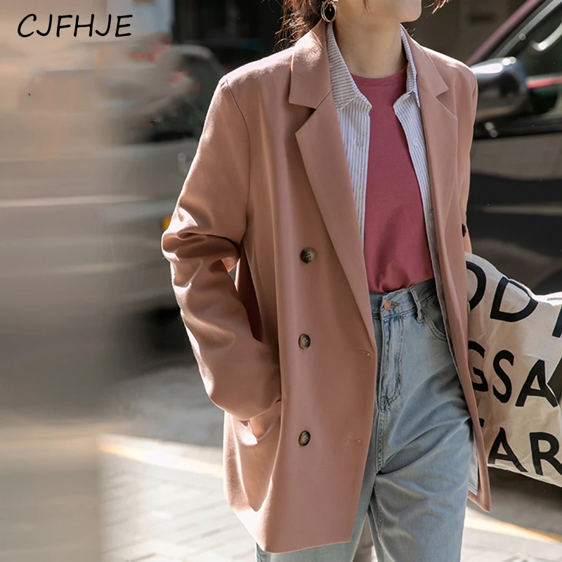 

CJFHJE Spring New Women's Casual Suit Jacket Korean Loose Fitting Fashion Temperament Office OL Women Versatile Suit Jacket