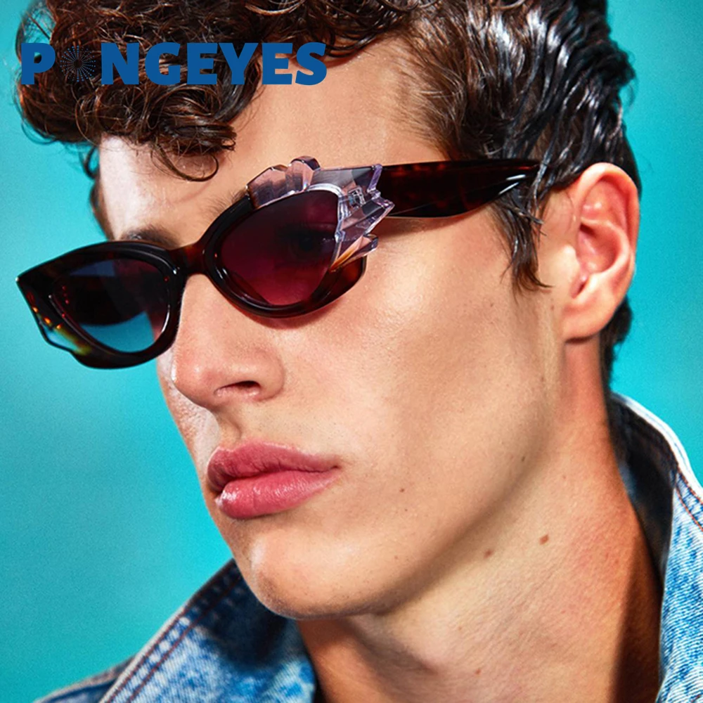 

Unique Cat Eye Sunglasses Women Men Trends Vintage Small Frame Irregular Sun Glasses for Ladies Y2K Glasses Protection Shades