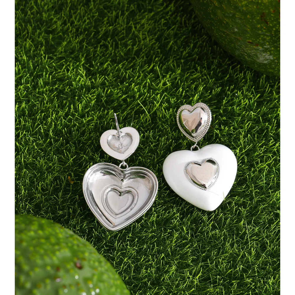 Yhpup Earrings Heart Drop Classic Style