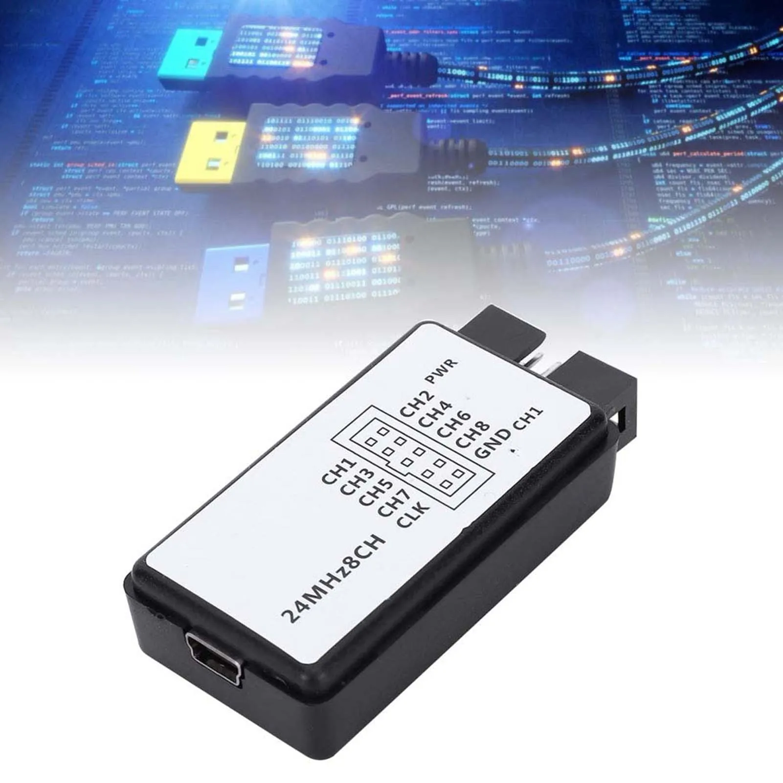 Logic Analyzer Logic Analyzer 24MHz USB Logic Analyzer Device Set Mini Digital Pocket Size 8 Channel Input Memory 24MHz Device