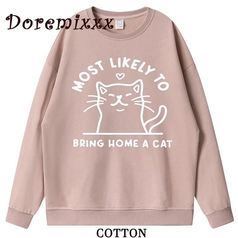 

Y2k High Street Clothing Harajuku Sweatshirts for Men Women Kawaii Bring Home A Cat Print Hoodie Grunge Autumn Pullovers Female