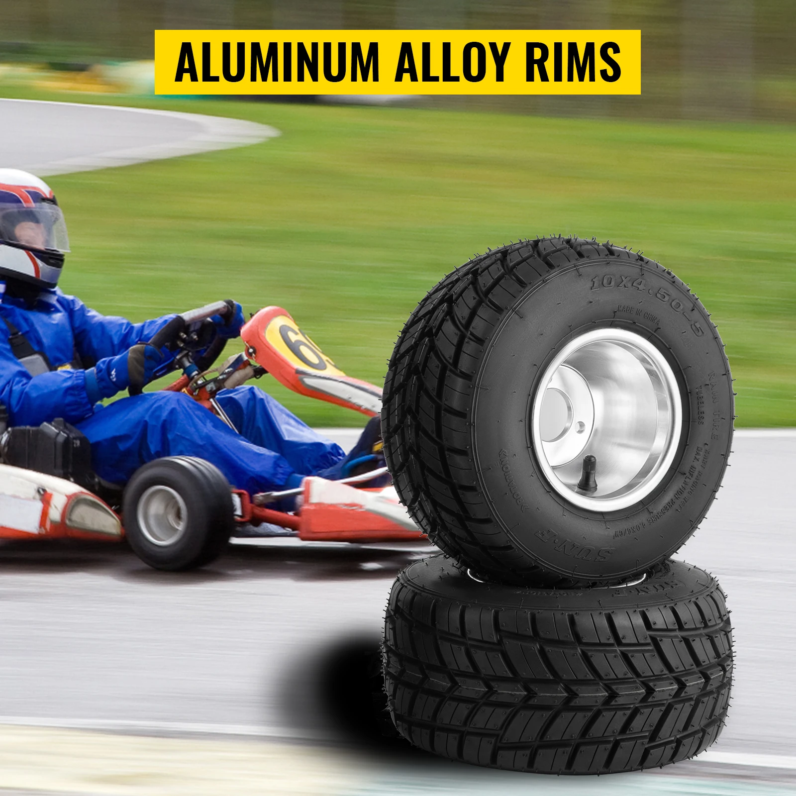 Lot De 5 Roues Et Pneus Go Kart - Avant 10x4.50-5 / Arrière 11x7.10-5 - NEUF