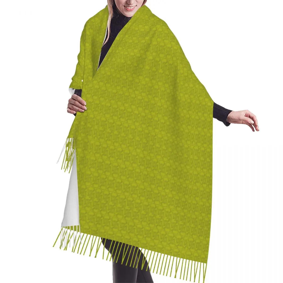 

Fashion Green Hair Monster Pattern Tassel Scarf Women Winter Warm Shawls Wraps Lady Merry Christmas Holiday Gifts Scarves