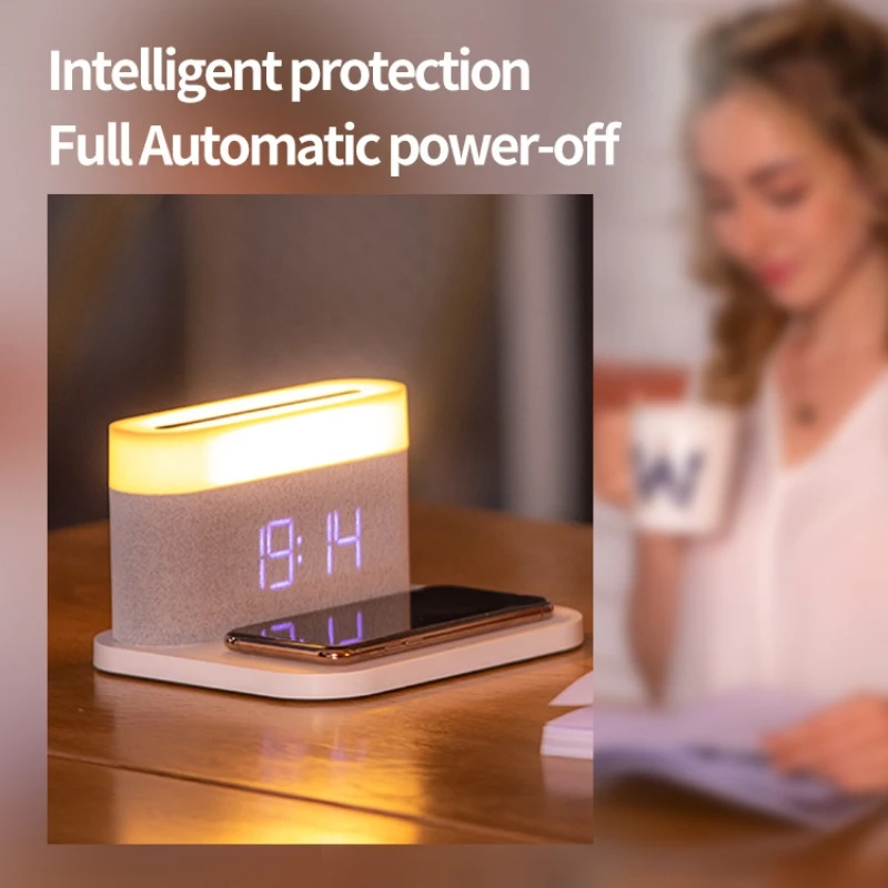 

Portable Wireless Bluetooth Speakers Home Android/iphone 15W Wireless Charger LED Clock/alarm Clock Touch Type Small Night Light