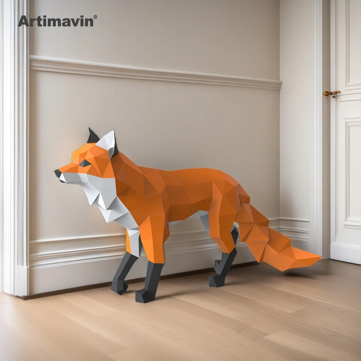 Fox Creative DIY 3D Paper Sculpture Model Handmade Origami Decorative Paper Art Trendy Toy Ornament