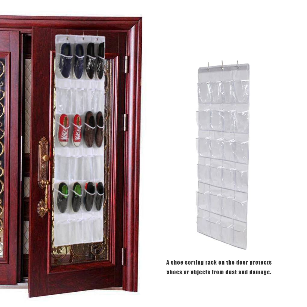 24 Grid Over Door Hanging Organizer Convenient Storage Holder Rack Closet Shoes Keeping Non-woven Door Shoe Storage Bag