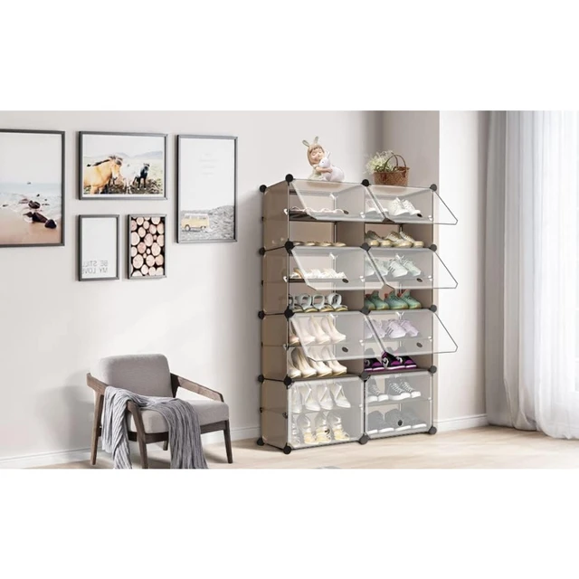 Organize It All 4-Tier 16 Pair Shoe Rack Stackable with Chrome Wire Shelves  Closet Entryway - AliExpress