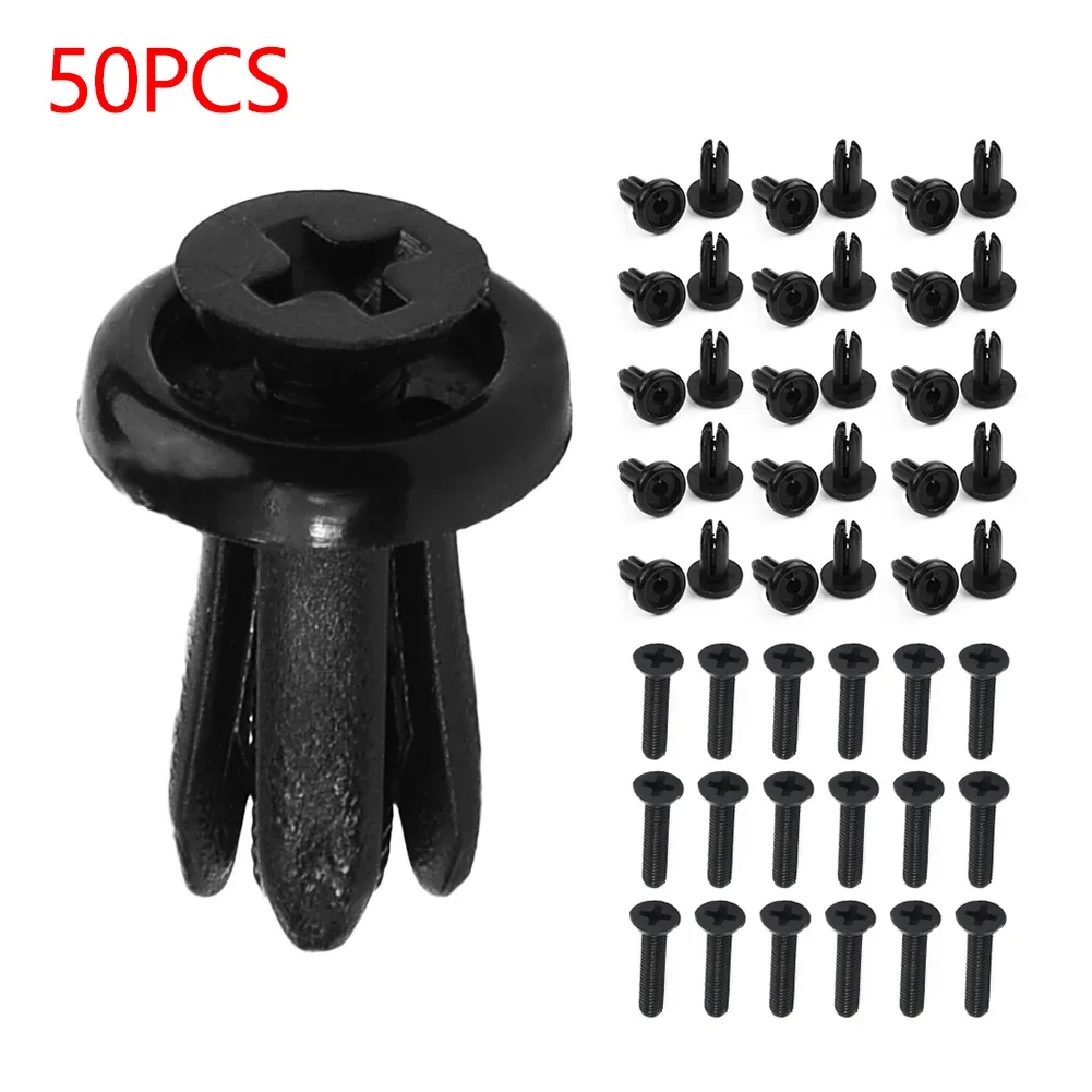 

50Pcs 5mm Car Nylon Clips Fastener Auto Ventilated Covers Plat Retainer Rivet Replacement Black For Fender Bumper