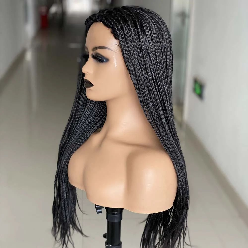Synthetic Braided Wigs For Black Women Ombre Synthetic Braids Long Box Braided Wigs Fake Scalp Braiding Hair Cosplay Machine Wig