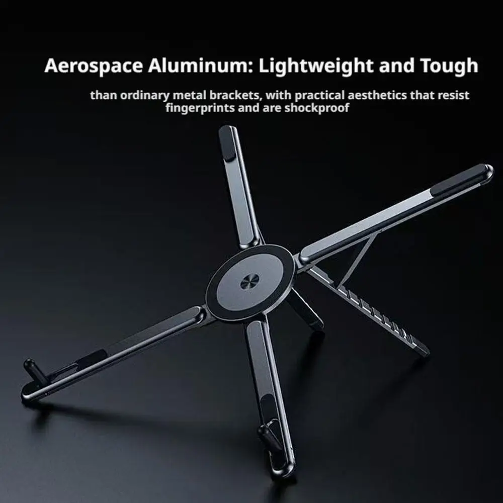 휴대용 노트북 스탠드, 접이식 높이 조절 가능한 컴퓨터 받침대, 아이폰 아이패드 태블릿 노트북용 마그네틱 폰 홀더 포함
