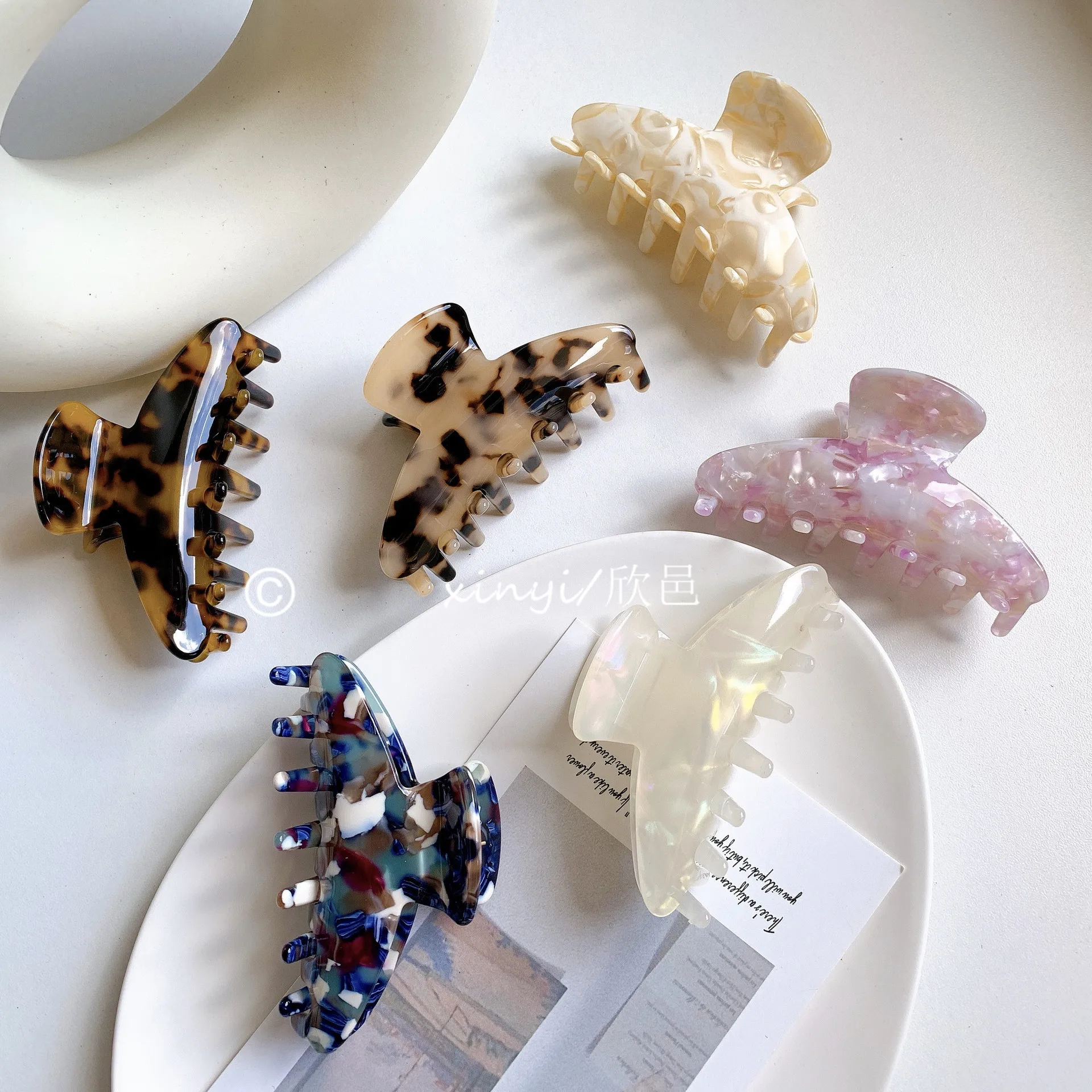 Корейский стиль Женская Роскошная ацетатная сковорода заколка для волос на задней части головы модная простая заколка для волос для девушек аксессуары для волос