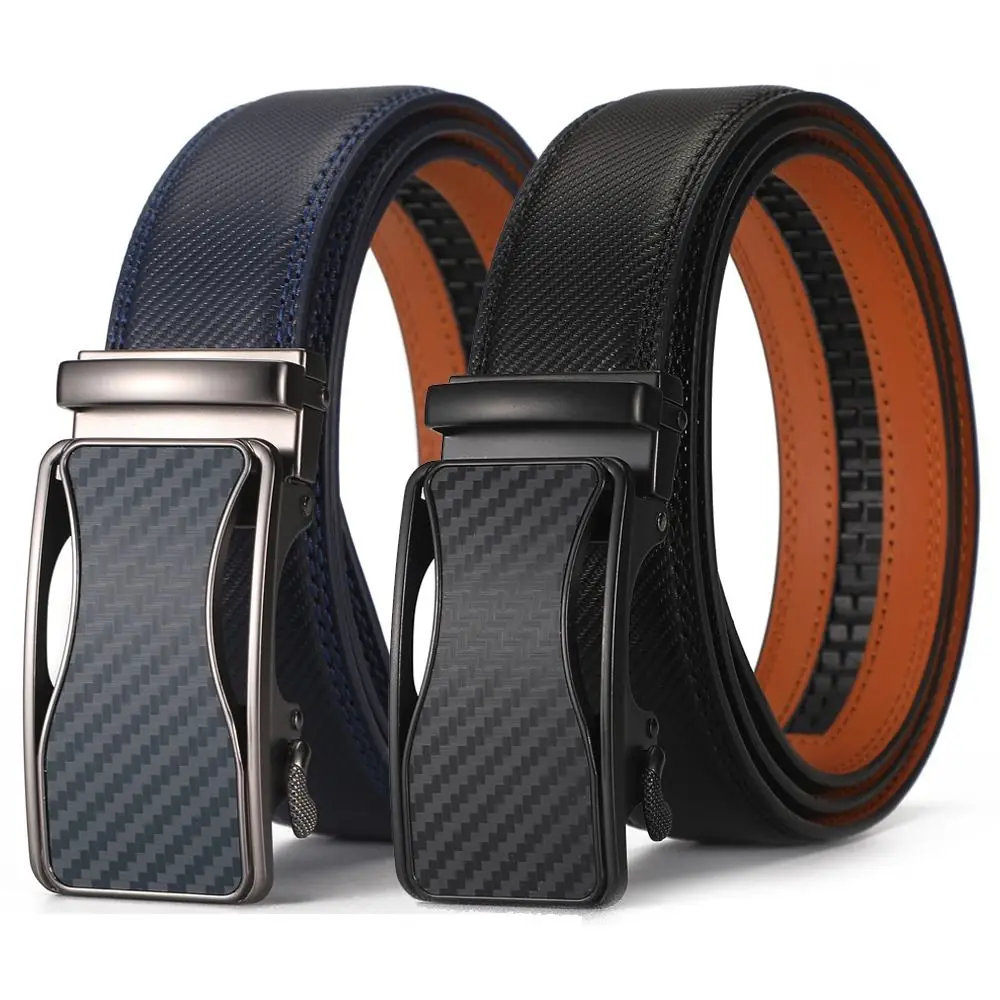 

Casual Genuine Leather Belt Fashion Vintage Luxury Design Automatic Buckle Waistband Business Ratchet Belts