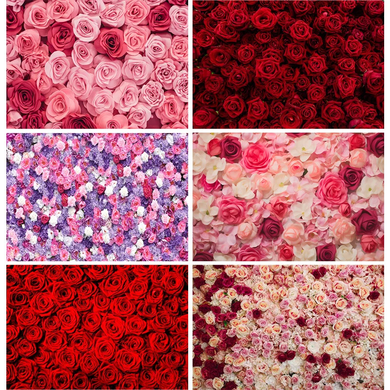 Happy Valentine's Day Photography Backdrops Romantic Flower Wall Roses Wedding Lover Photo Studio Background QM-01 photo backdrop photo wallpaper photography auxiliary props