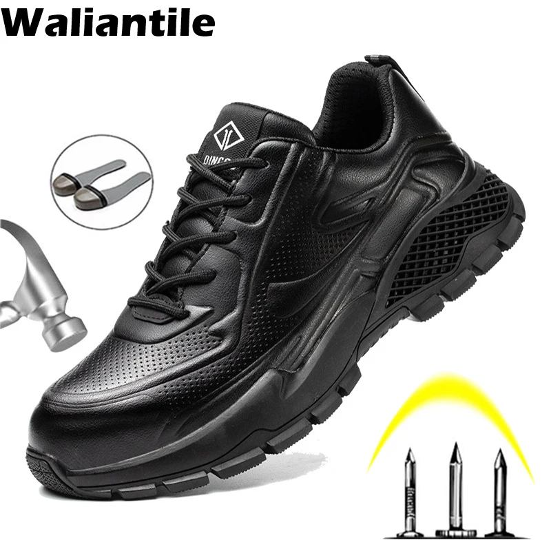 

Waliantile Waterproof Work Safety Shoes Men Anti-smashing Slip-resistant Industry Working Boots Comfort Indestructible Shoe Male