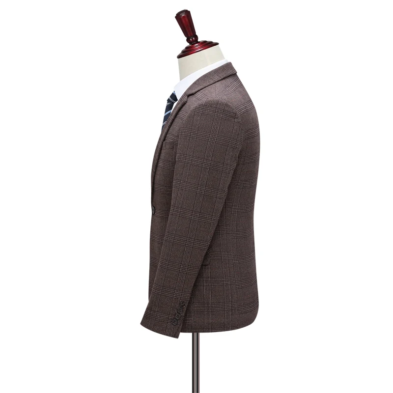 Suit Coat Vest Pants 3 Pcs Set Men's Casual Boutique Business Retro British Style Plaid Blazers Jacket Trousers Waistcoat mens suit
