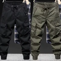 Trendy Brand Casual Cargo Pants Men's Loose Fit Solid Color Cargo Pants American Style Casual For Spring Autumn