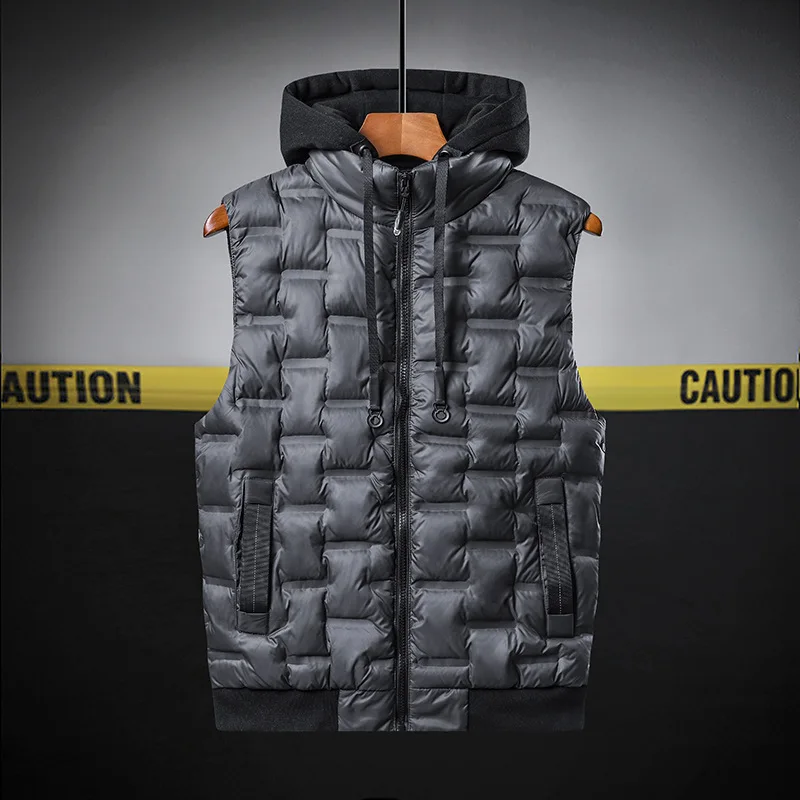 New Men\'s Winter Cotton Down Vest Sleeveless Jacket Waistcoat Jacket Male Autumn Casual Vest Outwear Coats Plus Size 4XL