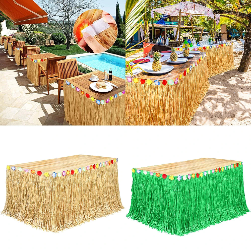 Tropical Hawaiian Luau Grass Table Skirt – Perfect Beach & Party Decor