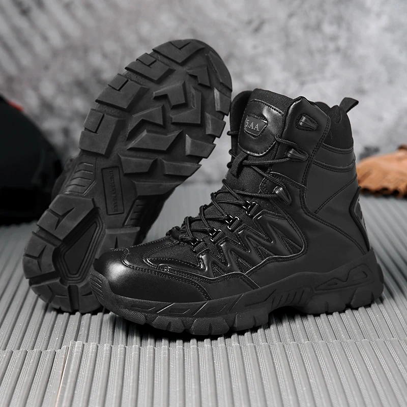 

Outdoor Leather Hiking Boots for Man Winter Military Mens Tactical Boots Black Desert Combat Shoes Men Army Boots Botas Hombre